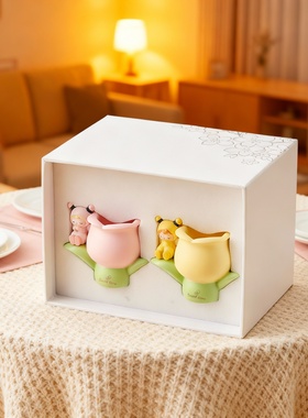 卡通动物花朵树脂摆件车载收纳