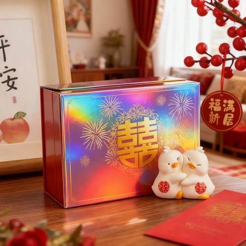 新中式双喜结婚摆件礼盒