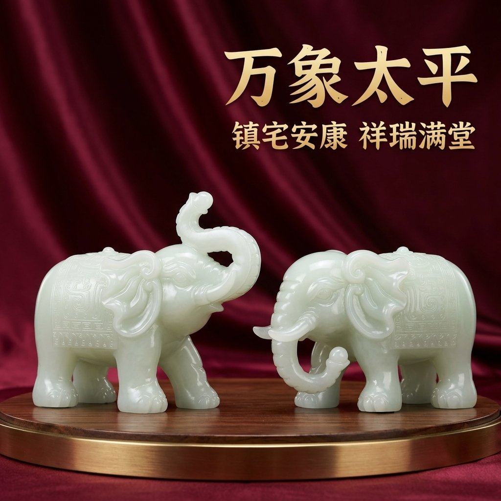 双象仿玉国风摆件乔迁礼物图片