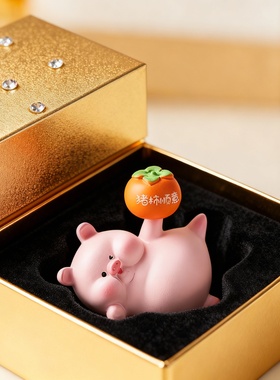 可爱粉色小猪摆件礼品盒装