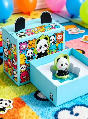 卡通熊猫迷你装饰摆件礼盒装