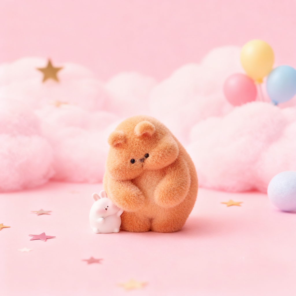 可爱小熊毛绒桌面摆件粉色星星