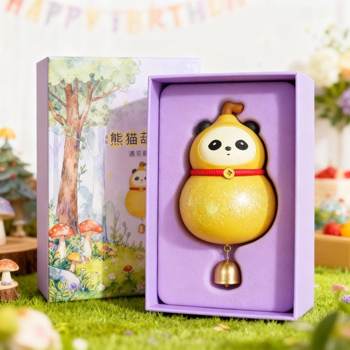 可爱熊猫造型风铃钥匙扣挂件