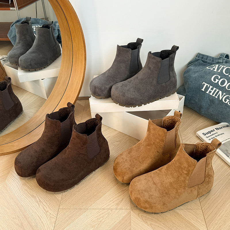 时尚靴女勃肯磨砂松糕底厚底棉鞋百搭2025年秋冬季新款复古风棉鞋