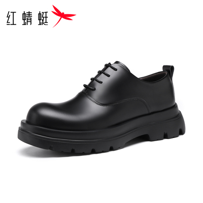 红蜻蜓男士真皮大头皮鞋头层牛皮