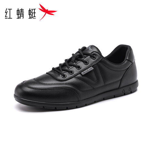 红蜻蜓男鞋秋冬新款黑色鞋子
