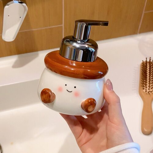 胖墩墩陶瓷洗手液起泡瓶子卫生间洗发水沐浴露慕斯打泡器按压空瓶