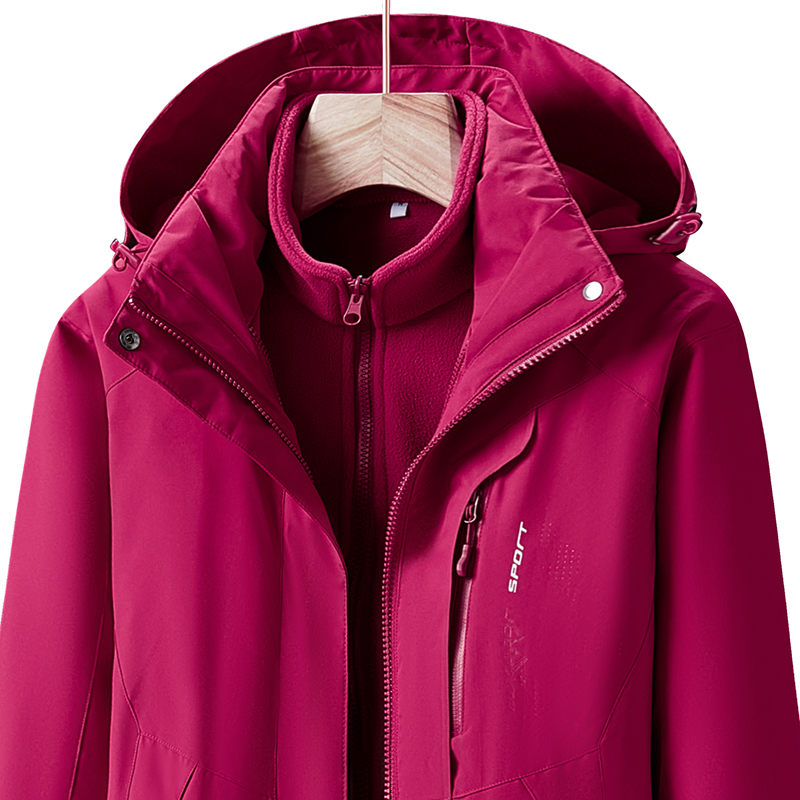 妈妈加绒加厚三合一冲锋衣登山服