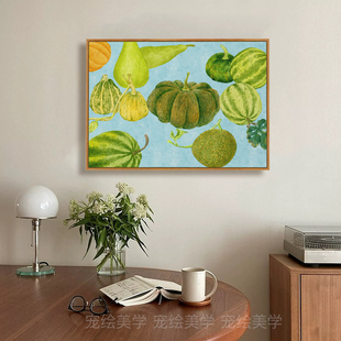 北欧原木风绿色装 饰画清新艺术复古餐厅水果蔬菜挂画电表箱遮丑画