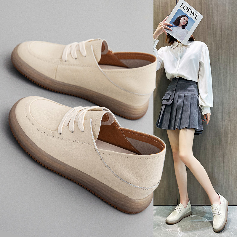头层牛皮增高小白鞋软底小白鞋