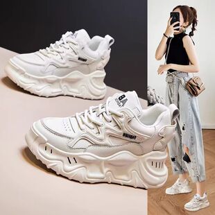 子厚底内增高小白鞋 老爹鞋 小个子透气百搭休闲女鞋 春季 女2026新款