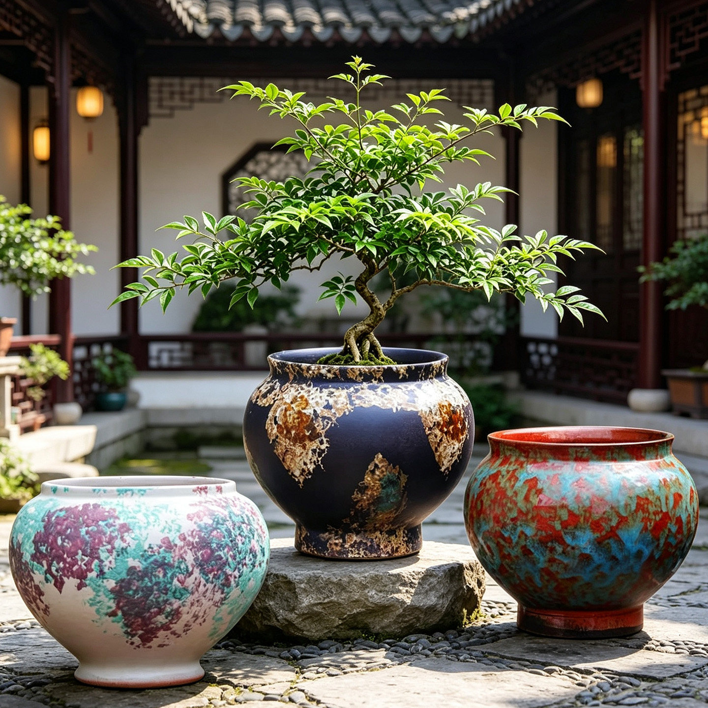 特大号新中式复古家用三角梅花盆图片
