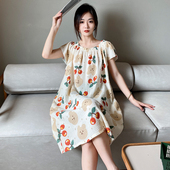 薄款 卡通睡衣裙夏季 连衣裙纯棉 睡裙200斤女加肥孕妇短袖 胖mm大码