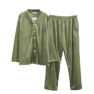 大码女款睡衣加肥加大200斤珊瑚绒薄款两件套海岛绒家居服胖mm冬