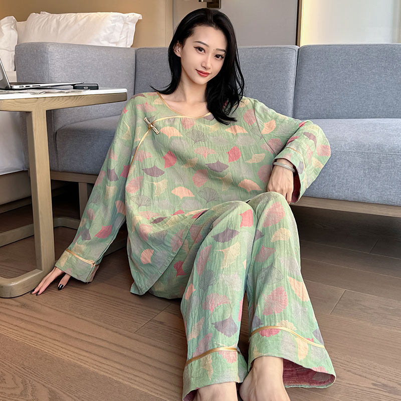 新中式国风睡衣女胖mm加肥加大码200斤纯棉复古家居服两件套春秋,女士内衣/男士内衣/家居服,睡衣/家居服套装,淘宝优惠券,粉丝福利购,淘宝优惠卷