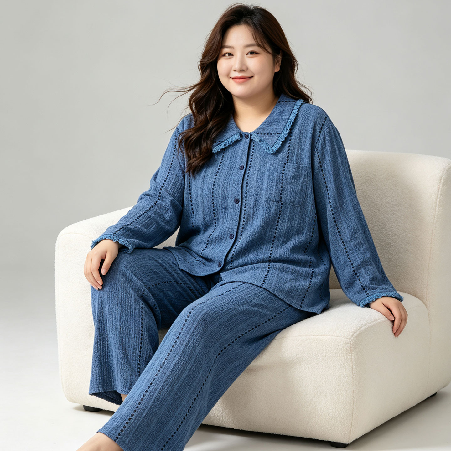 观昵棉纱大码睡衣女春秋200斤