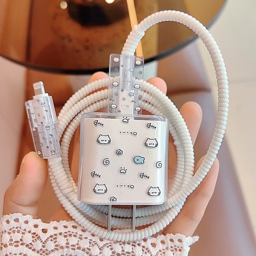 清新苹果猫鱼充电器保护套