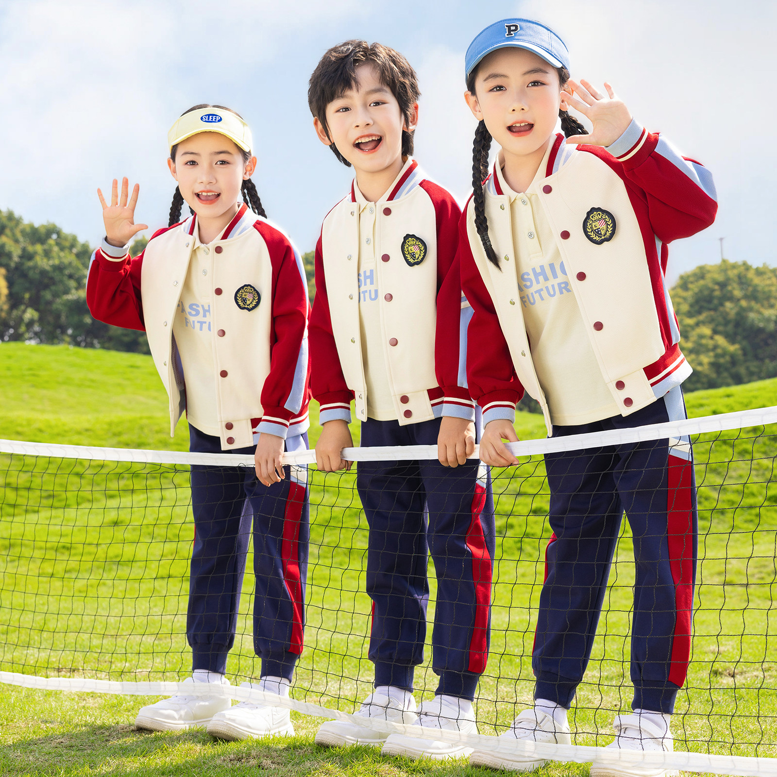 幼儿园园服班服小学生校服秋季套装红色儿童运动会三四件套棒球服