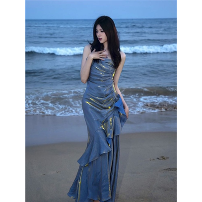 人鱼姬成人礼礼服裙轻奢小众生日宴会年会主持高级感吊带鱼尾裙子