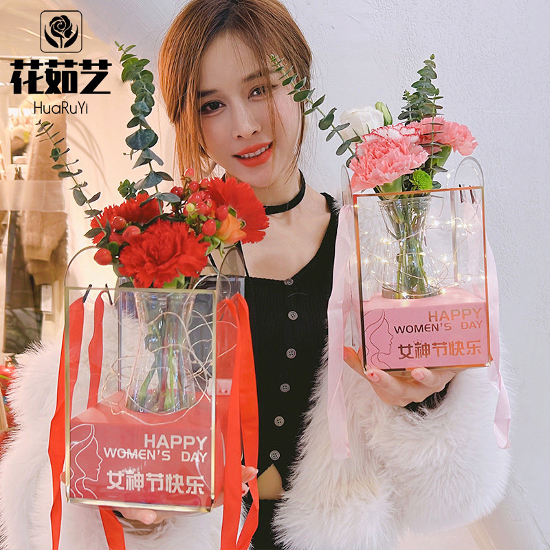 母亲节38节女神手提袋方形花盒