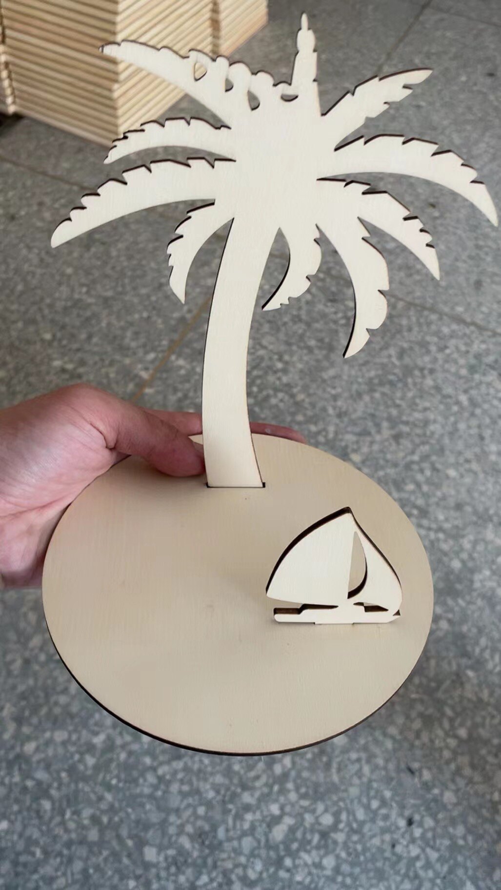 儿童白胚手工创意材料粘土diy材料粘土模型海滩风景创意材料