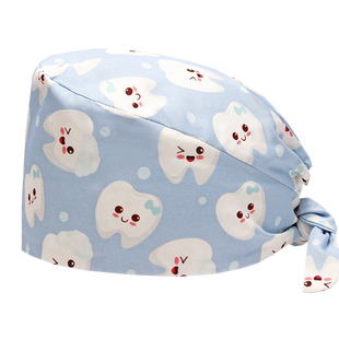 蜜茹曼手术帽女纯棉手术室专用帽口腔门诊宠物医院印花帽调节扣男