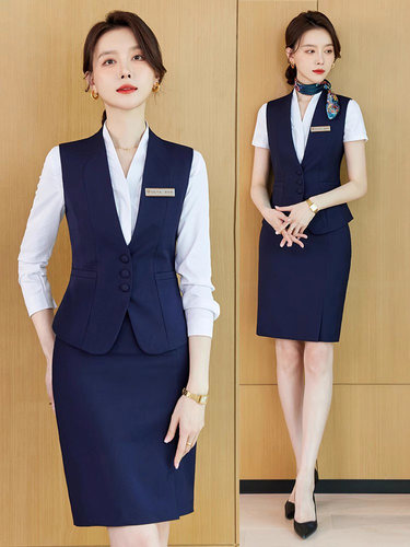 空姐制服高端酒店服务员工作服女2026新款马甲前台接待职业装套装