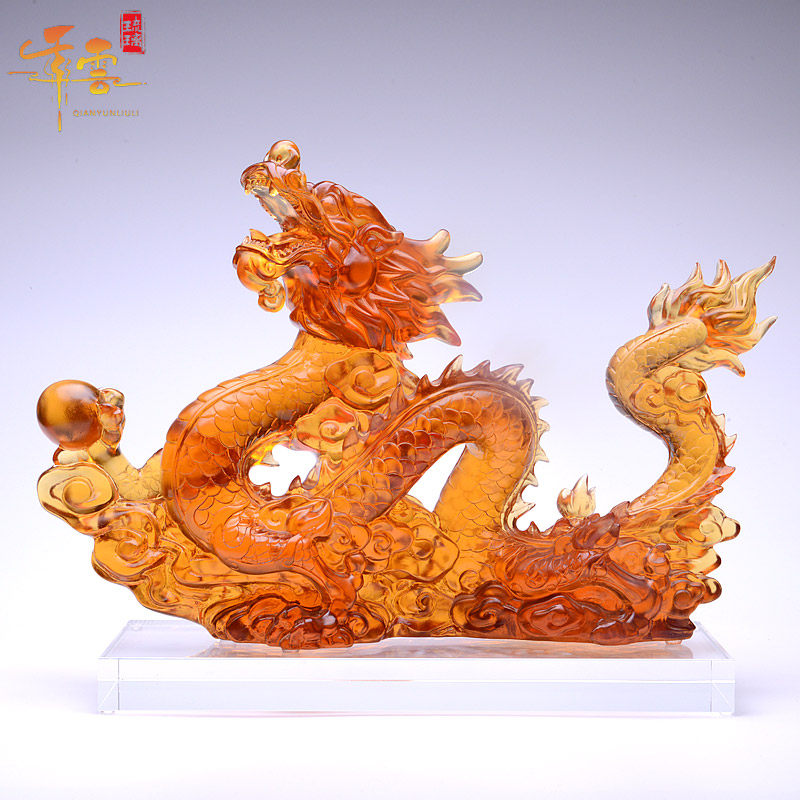 招财琉璃轻奢风大件水晶工艺品