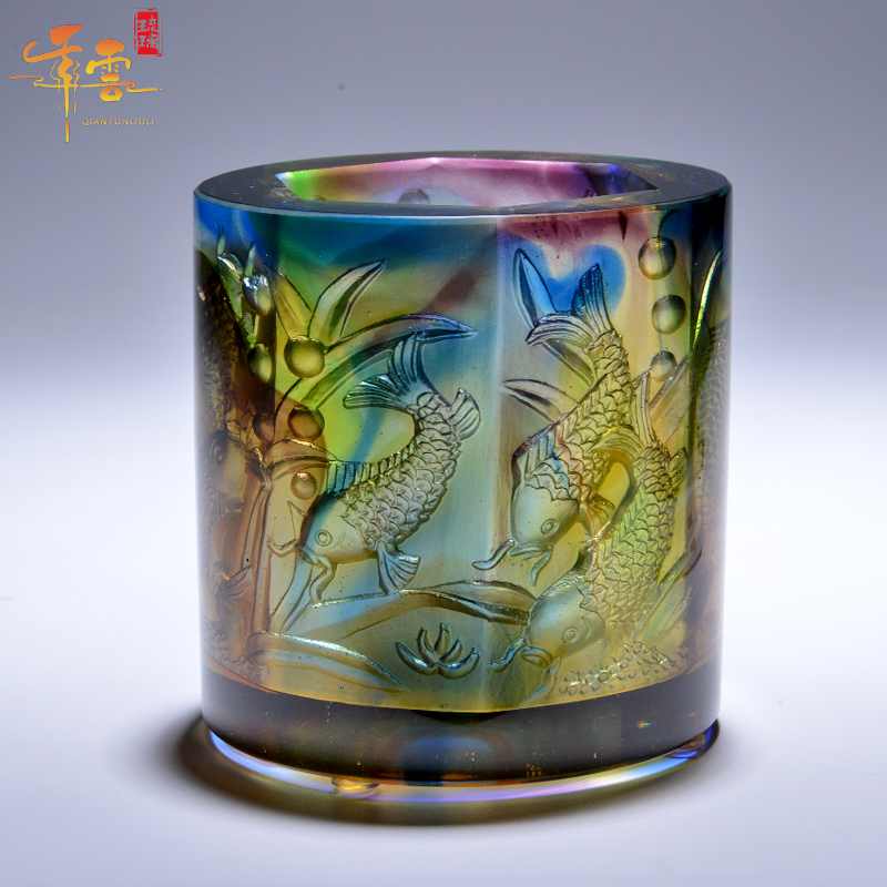 琉璃金鱼送给谢师礼物实用笔筒