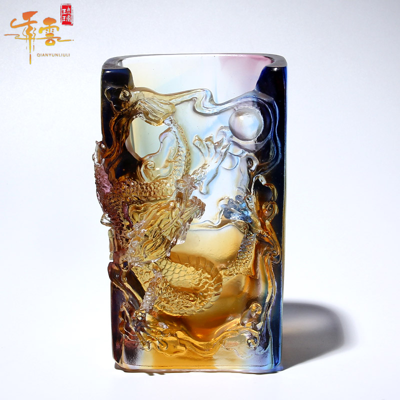 送给老师龙的琉璃高档轻奢风礼物