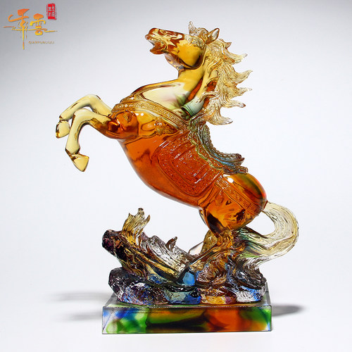 生肖马摆件成功电视柜琉璃工艺品