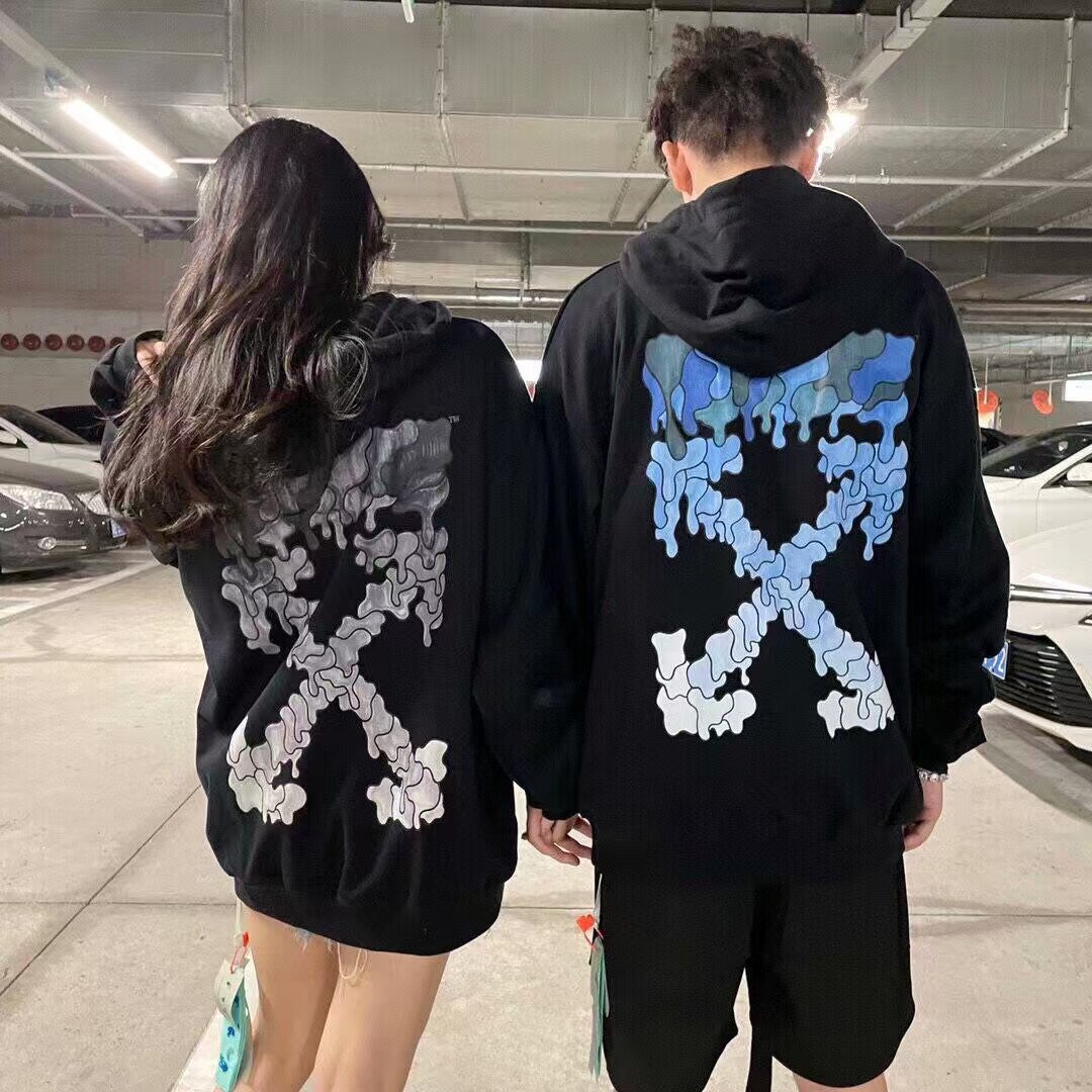 糟老头 off连帽卫衣ow潮牌小雏菊联名警戒线胶带溶解男女箭头外套