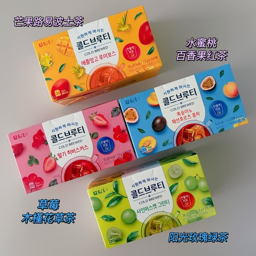 韩国进口丹特0卡百香果芒果草莓木槿香草茶阳光玫瑰绿茶冷萃茶