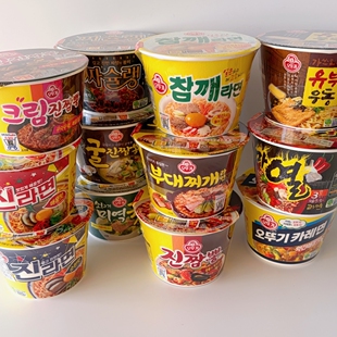 韩国进口不倒翁芝麻泡菜咖喱炸酱奶油海鲜热拉面大碗泡面多口味