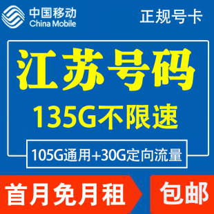 江苏盐城移动手机电话卡4G流量上网卡大王卡低月租套餐国内无漫游