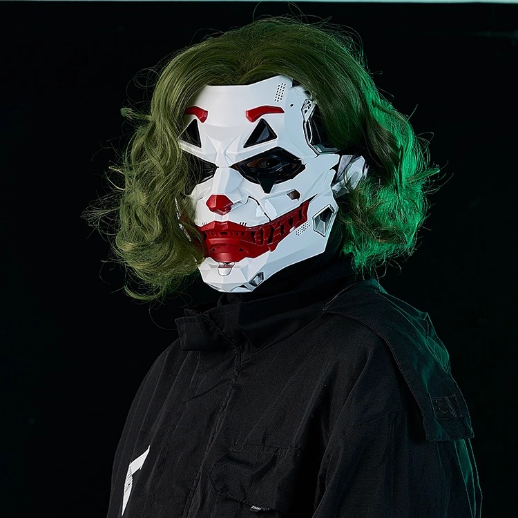小丑面具头套全脸面具男cos服树脂定制赛博风格机械科技感面罩