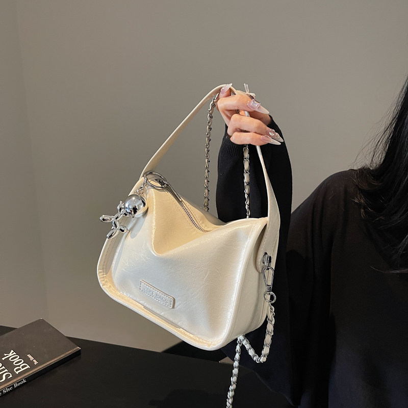 包包女款手提包便携包白色链条单肩包韩版斜挎小包包通勤小方包