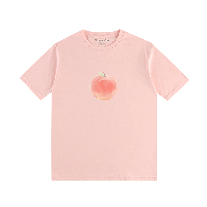 水蜜桃纯棉设计感短袖上衣t恤