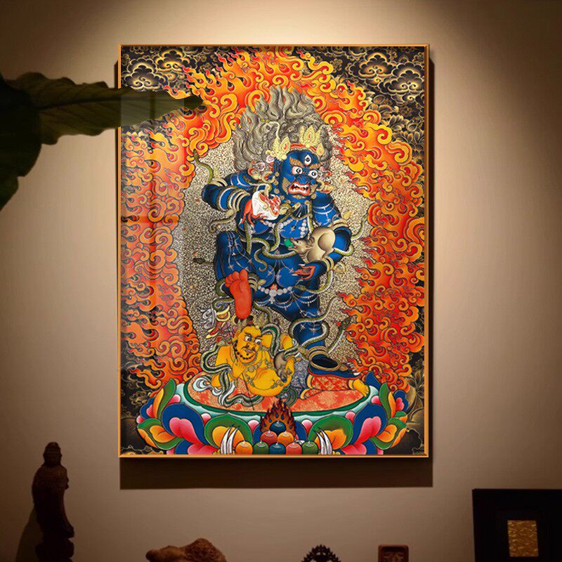 财神爷佛像黑财神唐卡挂画办公室店铺招财装饰画做生意开业送礼画