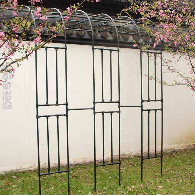 半拱门花架爬藤架别墅庭院户外花园铁艺半边拱形葡萄包塑月季支架
