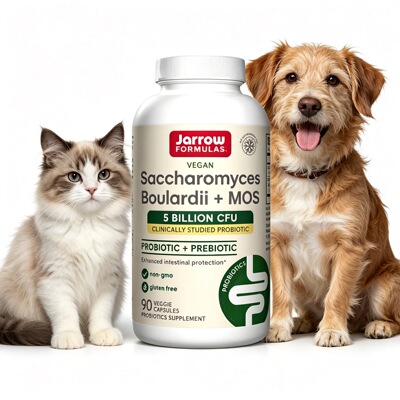美国杰诺Jarrow布拉迪酵母益生菌宠物狗狗猫咪保护肠胃肠道健康
