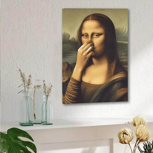 好用好用蒙娜丽莎抹鼻子人物艺术海报背景家居装饰艺术画