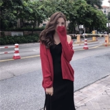 Осеннее трикотажное платье-комбинация, юбка, платье, комплект, свитер, кардиган, в стиле Шанель, свободный крой