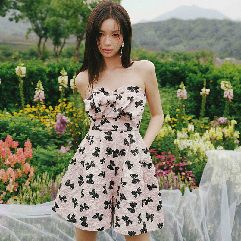 sleepoversleep 蝴蝶结装饰抹胸廓形连体短裤