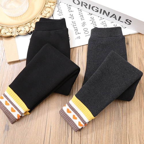 Флисовые леггинсы, зимние детские бархатные удерживающие тепло штаны, увеличенная толщина, коллекция 2023, в западном стиле
