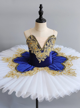 儿童蓝色专业芭蕾舞TUTU裙吊带团体汇演机构演出服睡美人橱窗展示