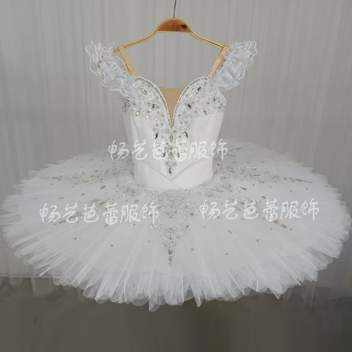 儿童专业芭蕾舞裙女童小天鹅白色亮片蓬蓬纱TUTU裙舞台演出表演服