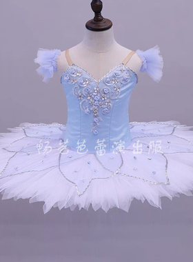 专业芭蕾舞裙女童TUTU裙睡美人小天鹅演出服汇演机构蓝色表演服装