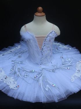 新款儿童高档芭蕾舞裙女演出服白色吊带蓬蓬纱TUTU裙舞台装表演服