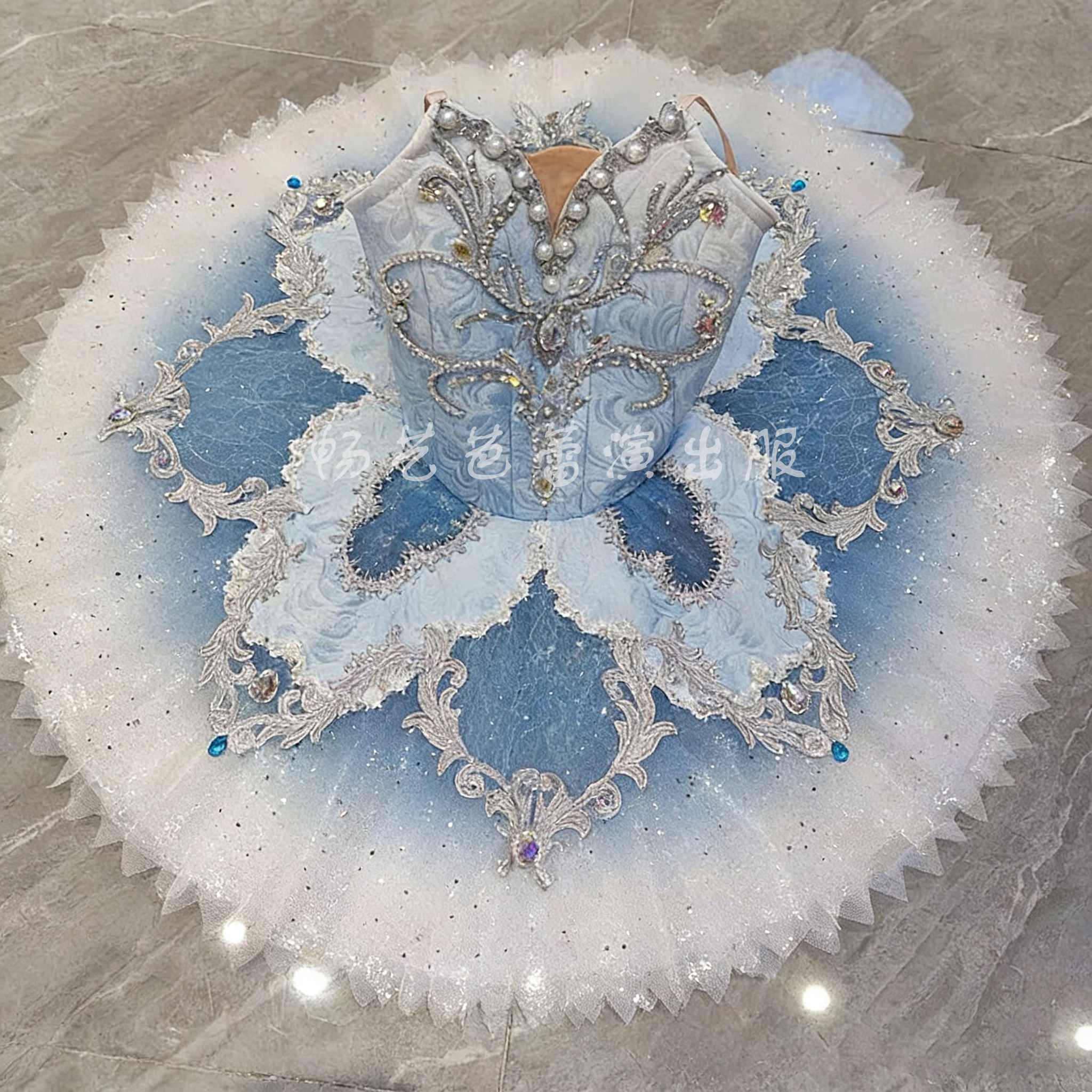 儿童专业芭蕾舞裙小天鹅女童蓬蓬纱TUTU裙表演服蓝鸟变奏演出服装